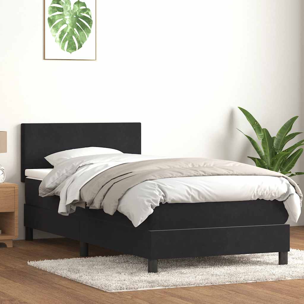 Sommier à lattes de lit avec matelas noir 80x210 cm velours