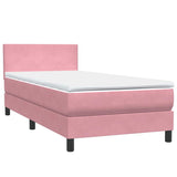 Sommier à lattes de lit avec matelas rose 90x210 cm velours