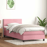 Sommier à lattes de lit avec matelas rose 100x210 cm velours