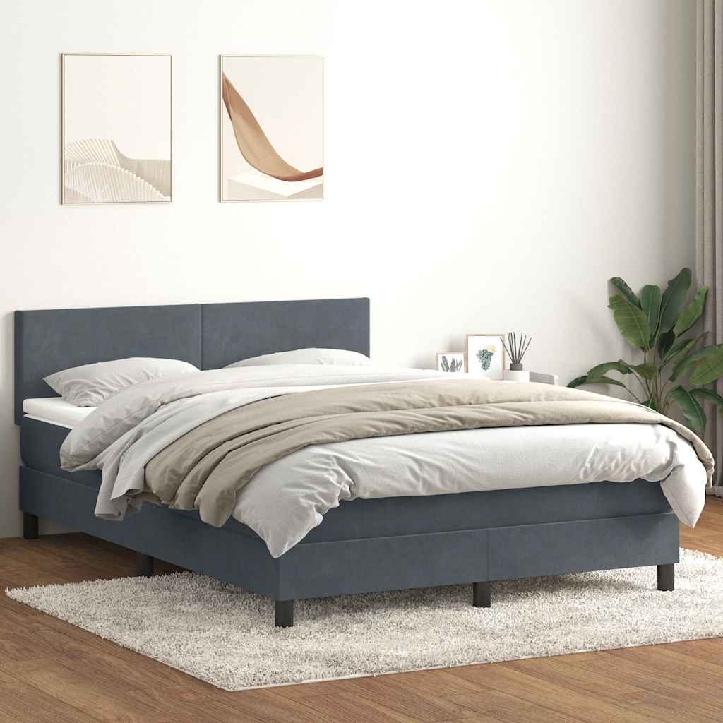 Sommier à lattes de lit et matelas gris foncé 140x210cm velours