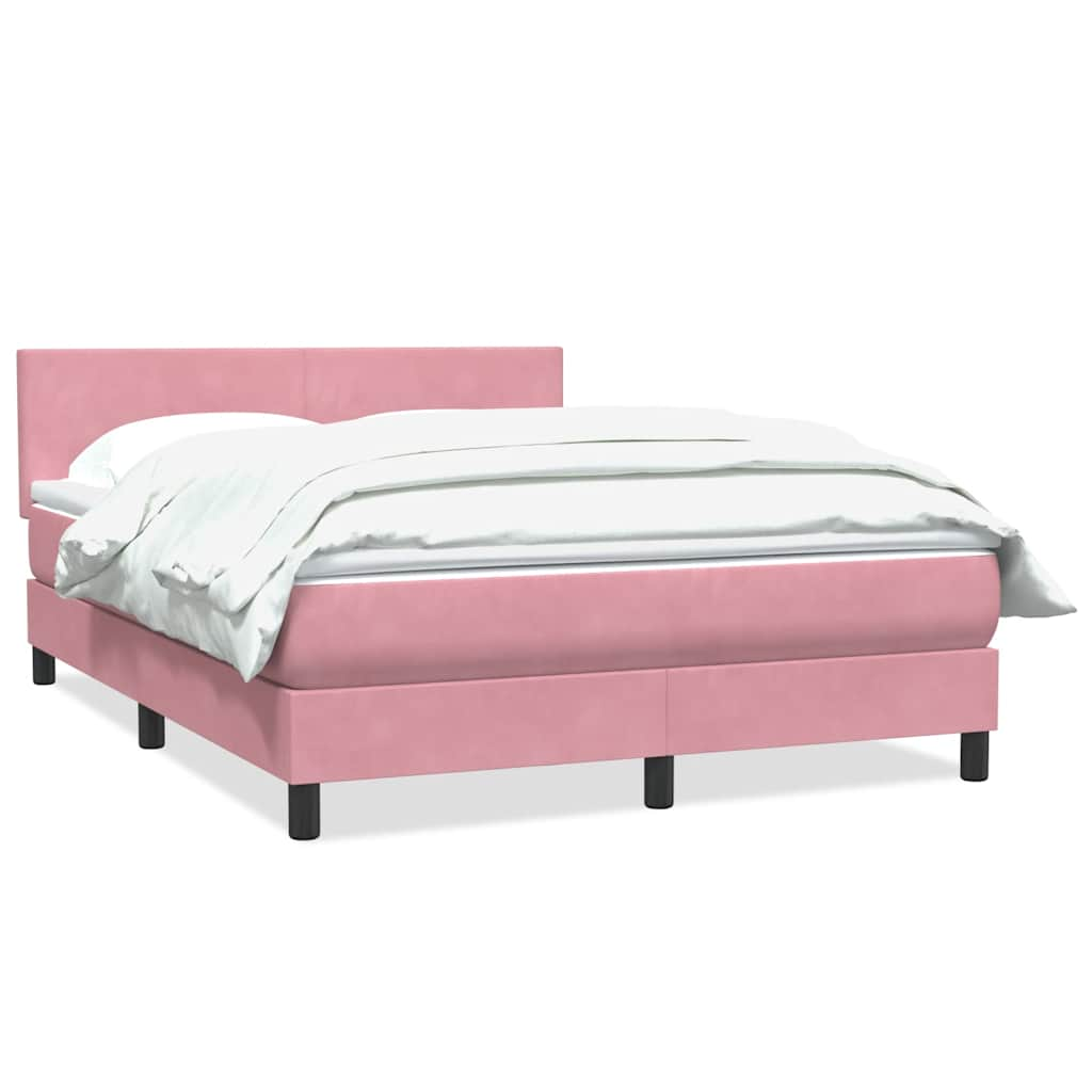 Sommier à lattes de lit avec matelas rose 140x210 cm velours