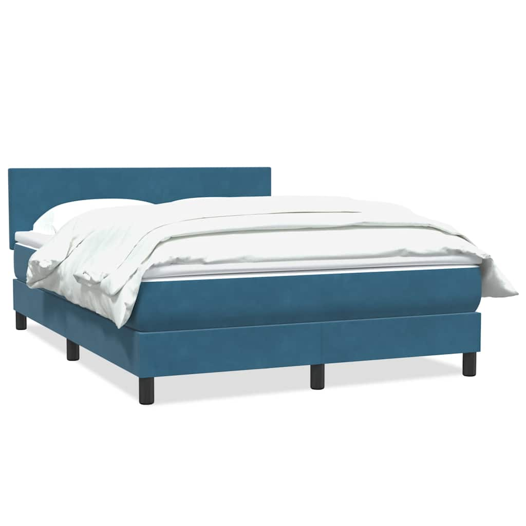 Dark blue slatted bed base and mattress 160x210cm velvet