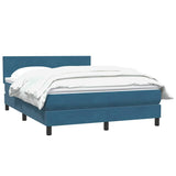 Dark blue slatted bed base and mattress 160x210cm velvet