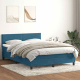 Dark blue slatted bed base and mattress 160x210cm velvet