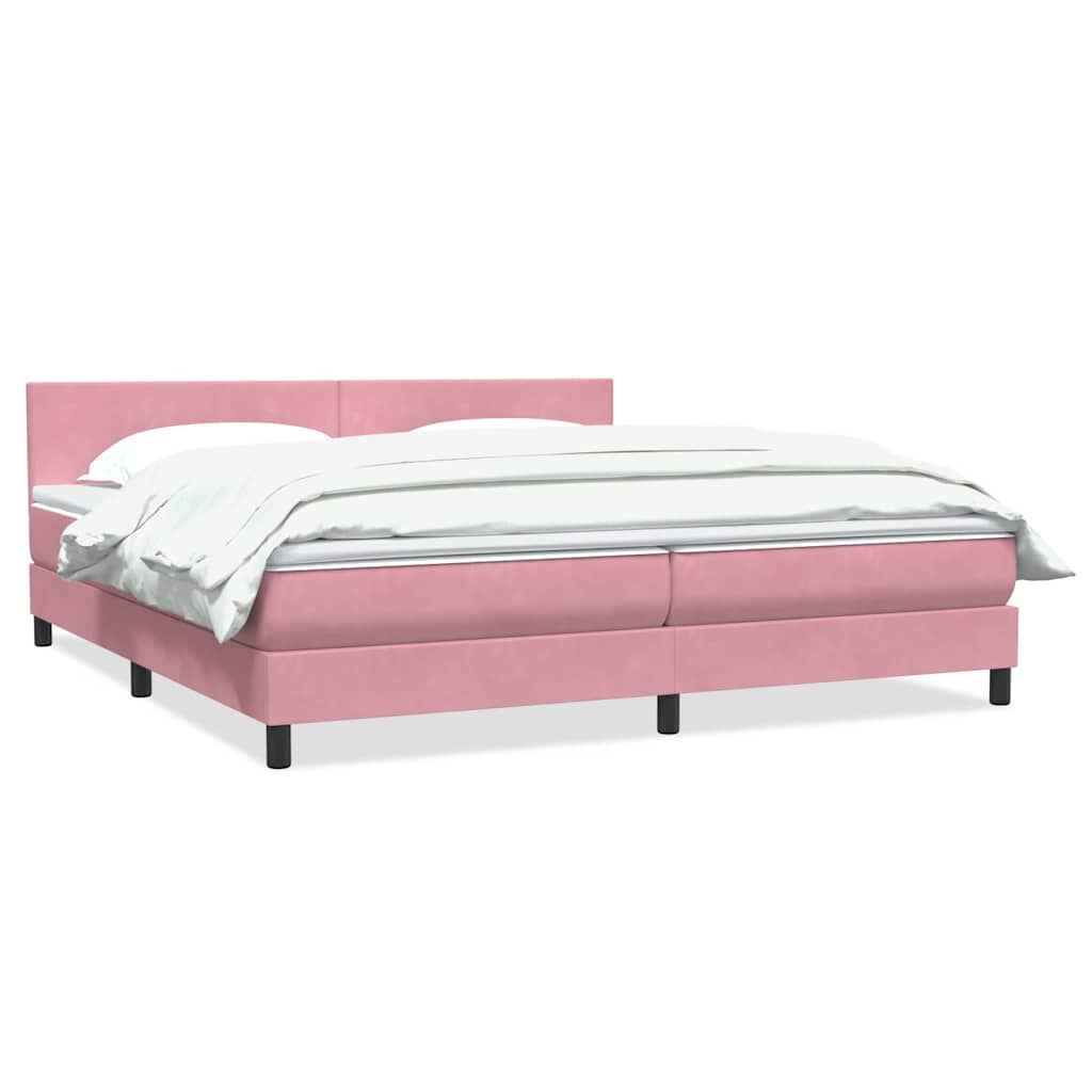 Sommier à lattes de lit avec matelas rose 180x210 cm velours