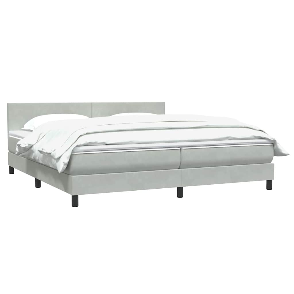 Sommier à lattes de lit et matelas gris clair 200x210cm velours