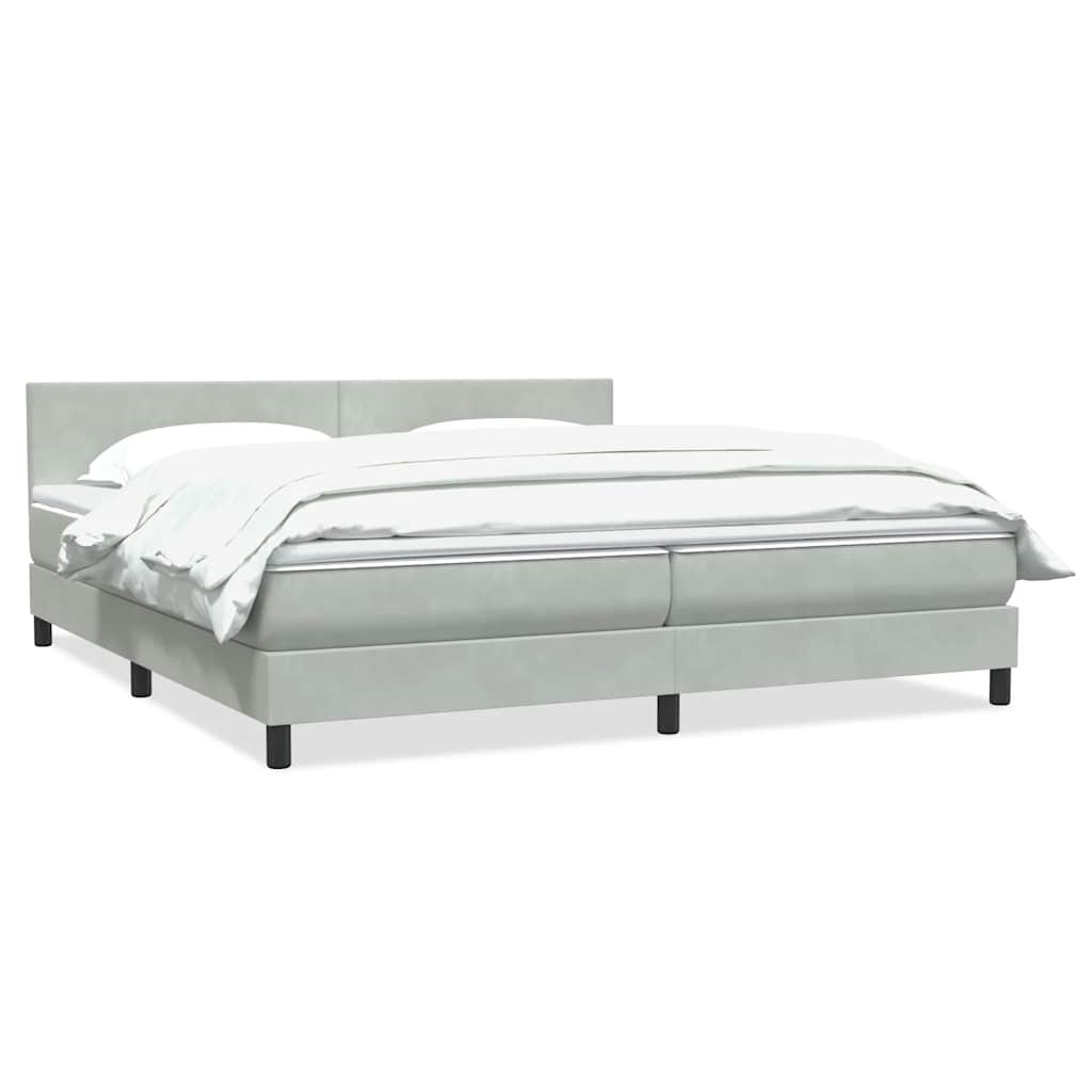 Sommier à lattes de lit et matelas gris clair 200x210cm velours