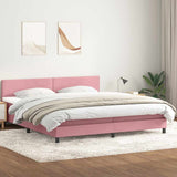 Sommier à lattes de lit avec matelas rose 200x210 cm velours