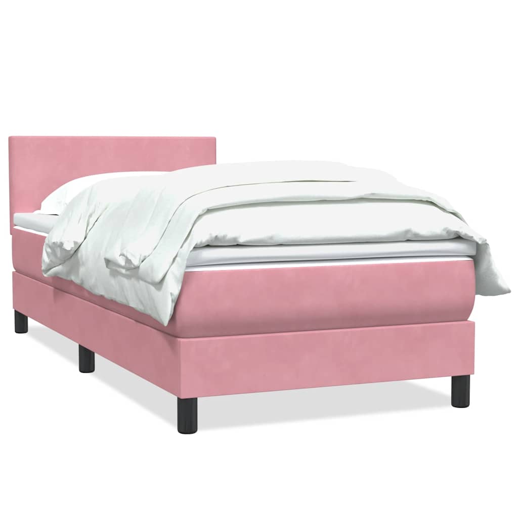 Sommier à lattes de lit avec matelas rose 90x220 cm velours