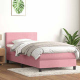 Sommier à lattes de lit avec matelas rose 100x220 cm velours