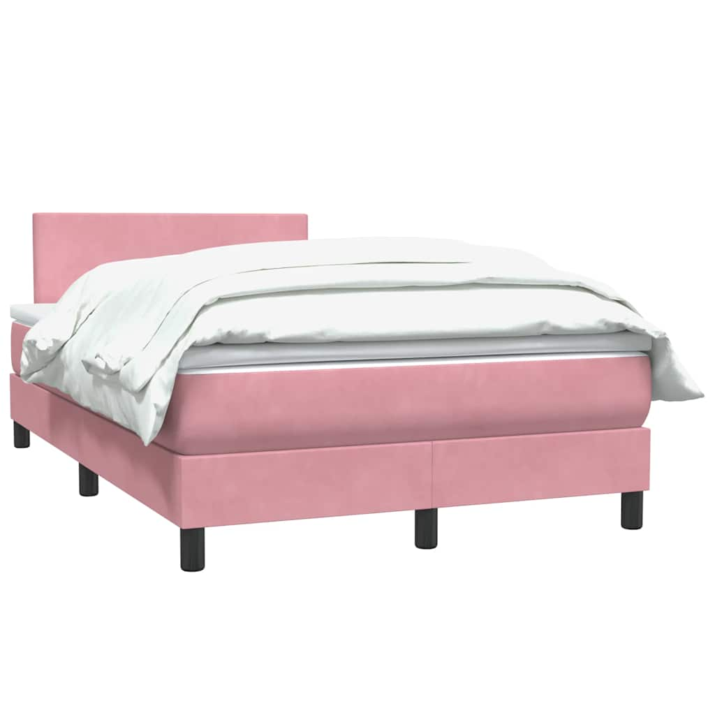 Slatted bed base with pink mattress 120x220 cm velvet