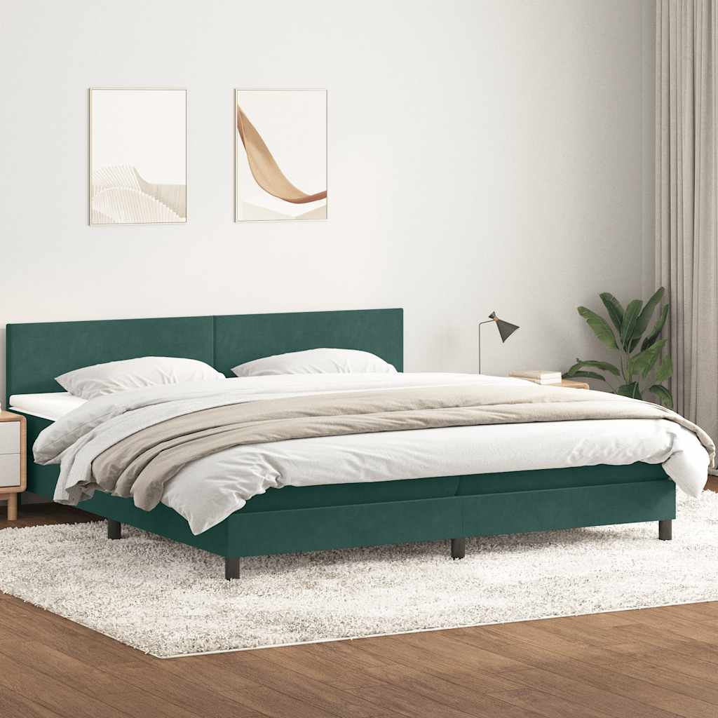 Sommier à lattes de lit et matelas vert foncé 200x220cm velours