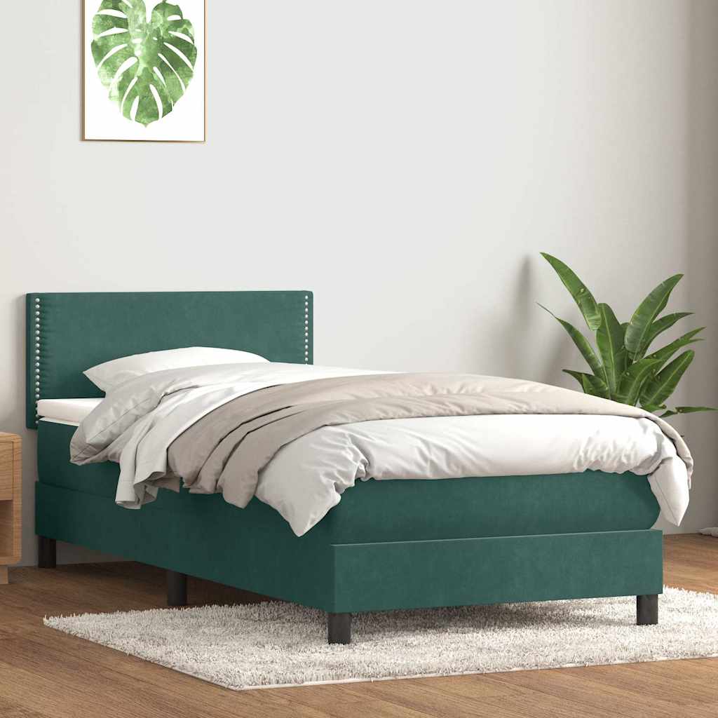 Sommier à lattes de lit et matelas vert foncé 80x210 cm velours