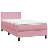 Sommier à lattes de lit avec matelas rose 80x210 cm velours