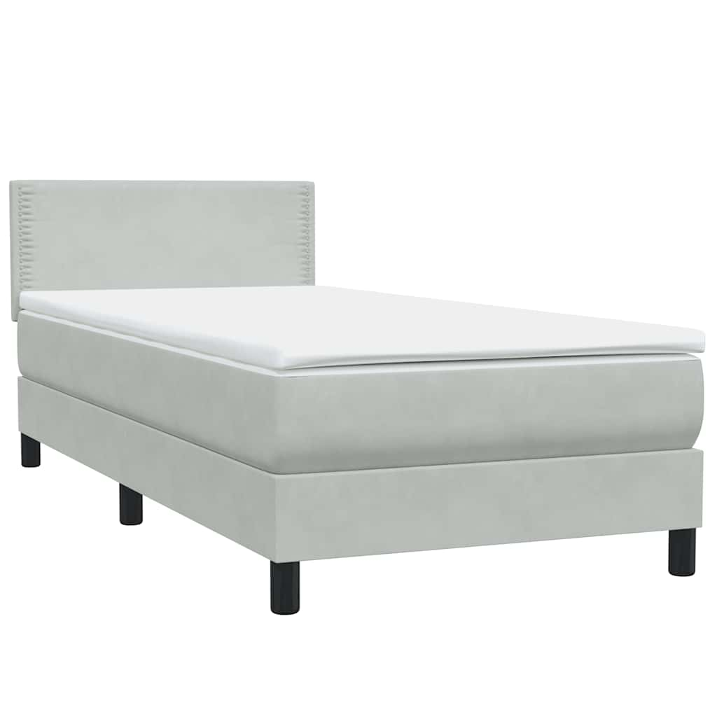 Sommier à lattes de lit et matelas gris clair 90x210 cm velours