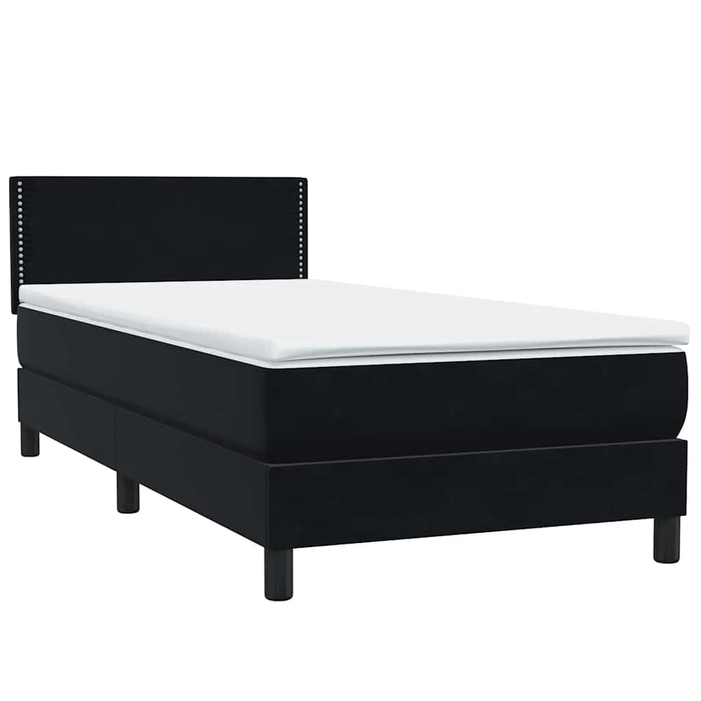 Sommier à lattes de lit avec matelas noir 90x210 cm velours