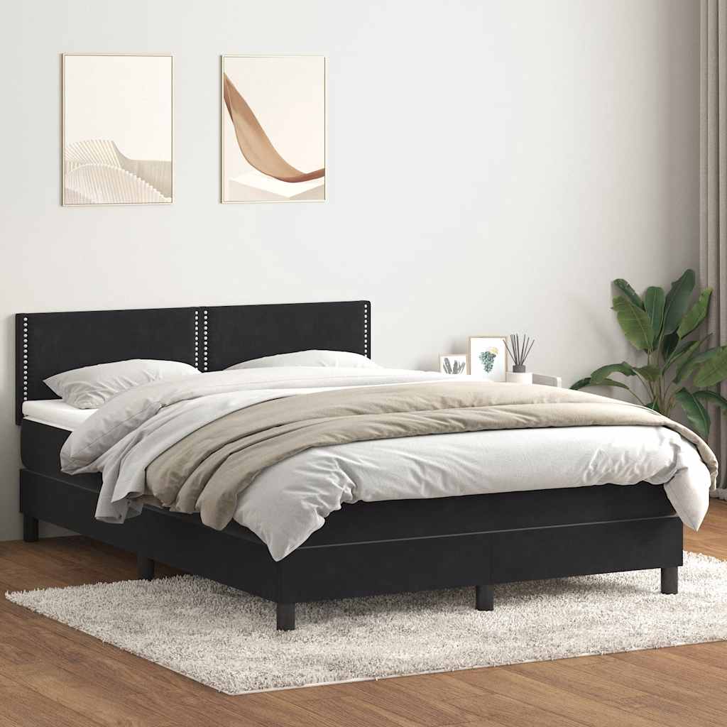 Sommier à lattes de lit avec matelas noir 140x210 cm velours