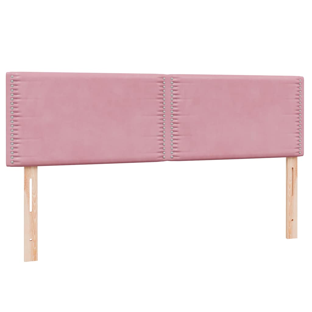 Sommier à lattes de lit avec matelas rose 140x210 cm velours