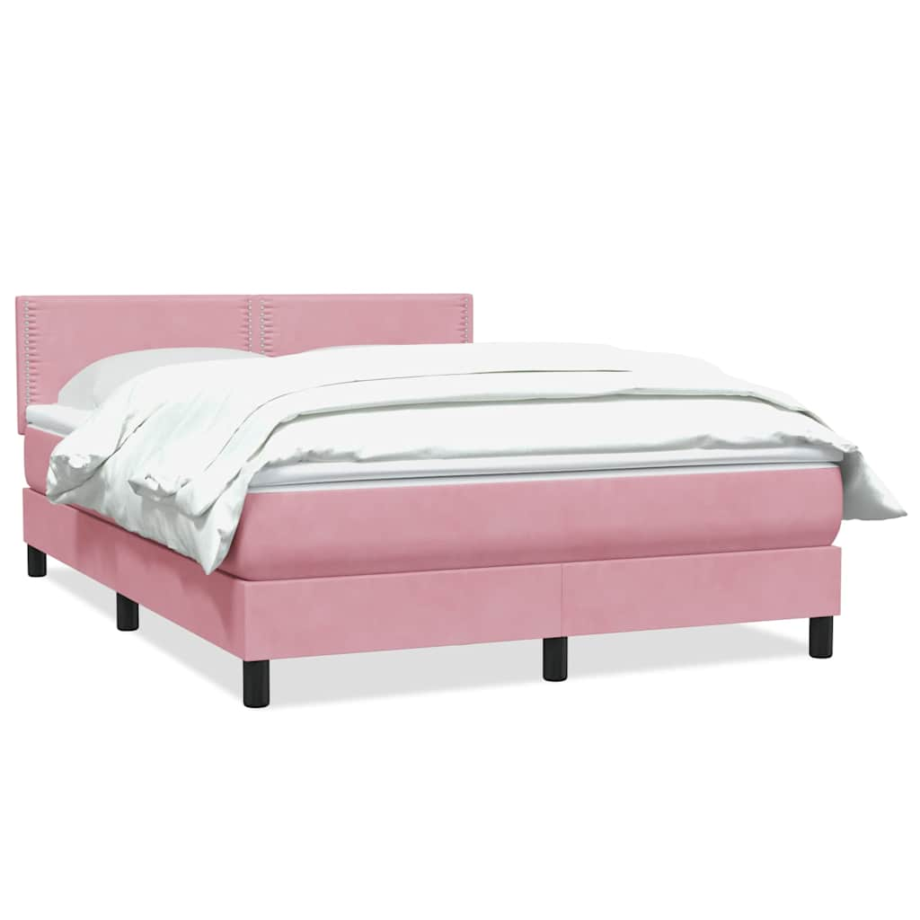 Slatted bed base with pink mattress 160x210 cm velvet