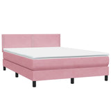 Slatted bed base with pink mattress 160x210 cm velvet