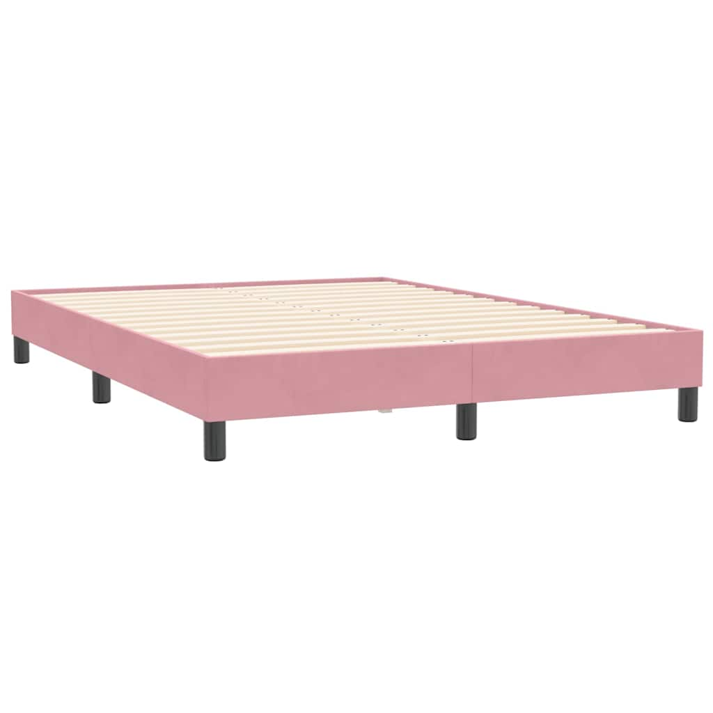 Slatted bed base with pink mattress 160x210 cm velvet