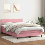 Slatted bed base with pink mattress 160x210 cm velvet