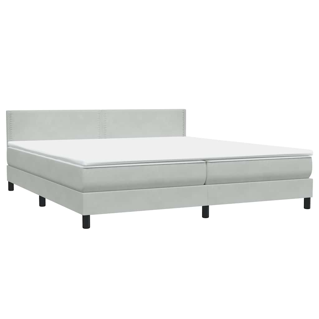 Sommier à lattes de lit et matelas gris clair 180x210cm velours