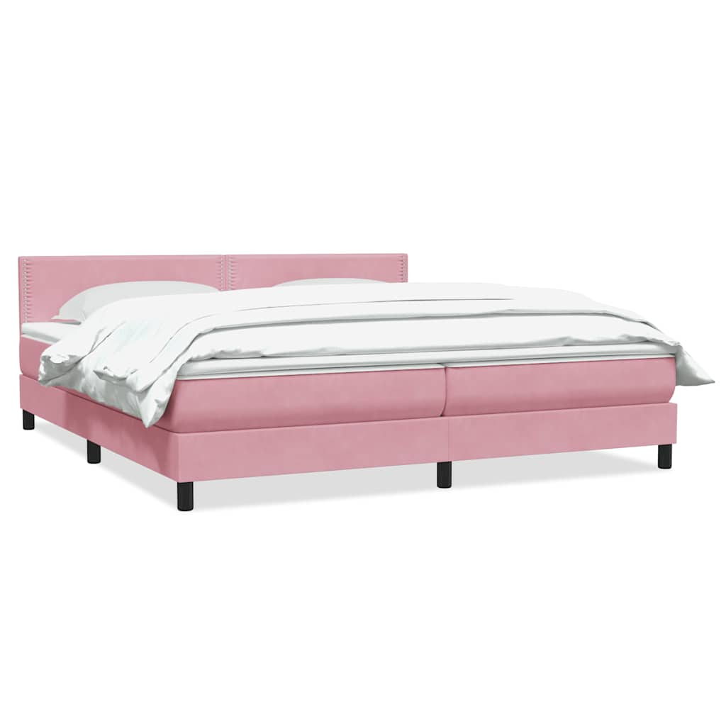 Slatted bed base with pink mattress 200x210 cm velvet