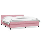 Slatted bed base with pink mattress 200x210 cm velvet