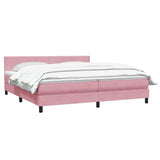 Sommier à lattes de lit avec matelas rose 200x210 cm velours