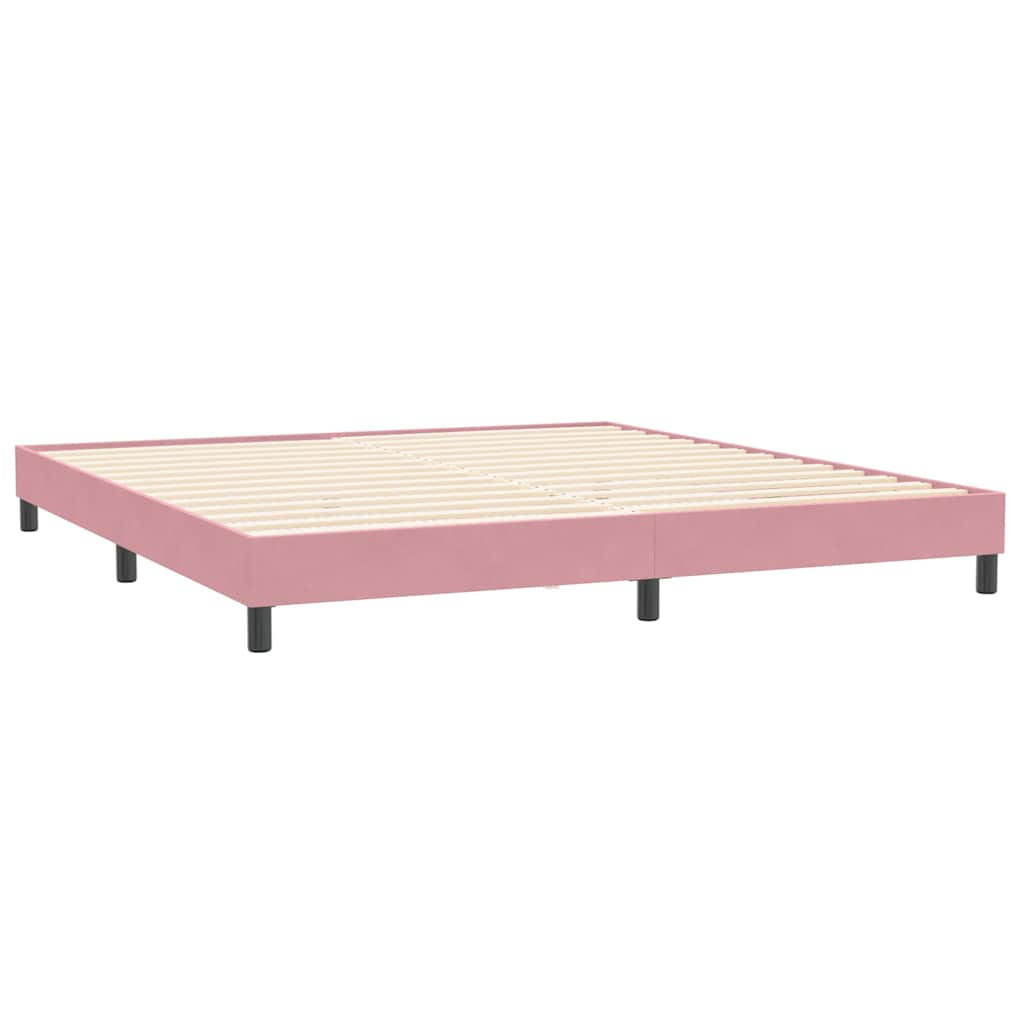 Slatted bed base with pink mattress 200x210 cm velvet