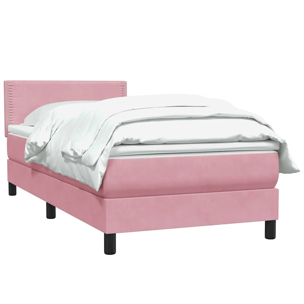 Sommier à lattes de lit avec matelas rose 80x220 cm velours