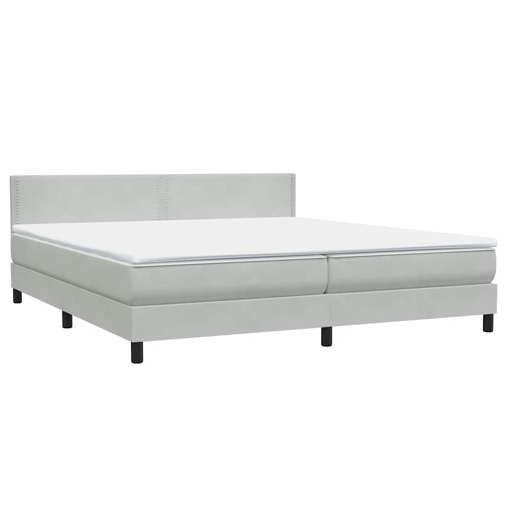 Light grey slatted bed base and mattress 180x220cm velvet