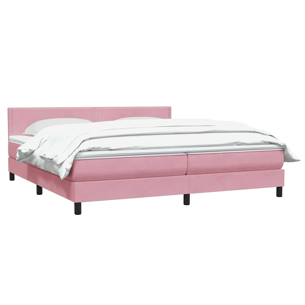 Sommier à lattes de lit avec matelas rose 180x220 cm velours