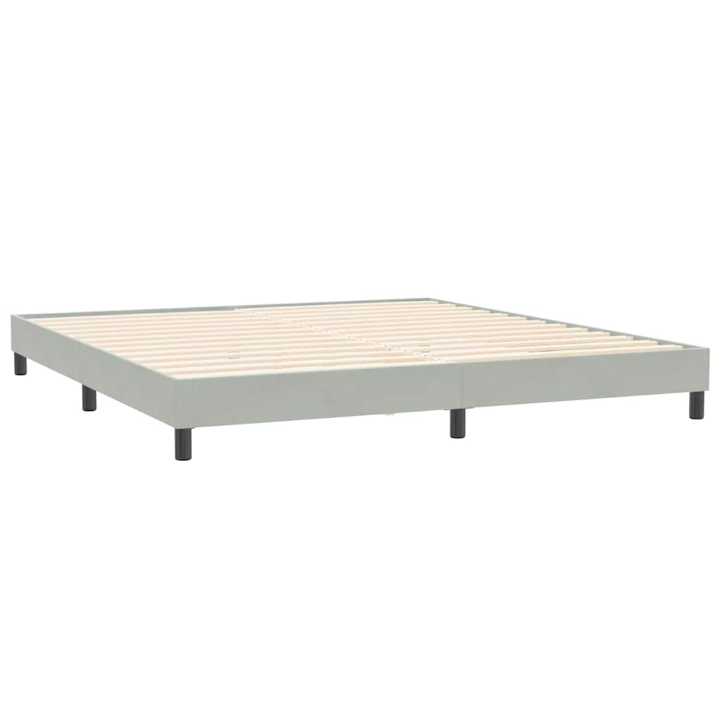 Sommier à lattes de lit et matelas gris clair 200x220cm velours