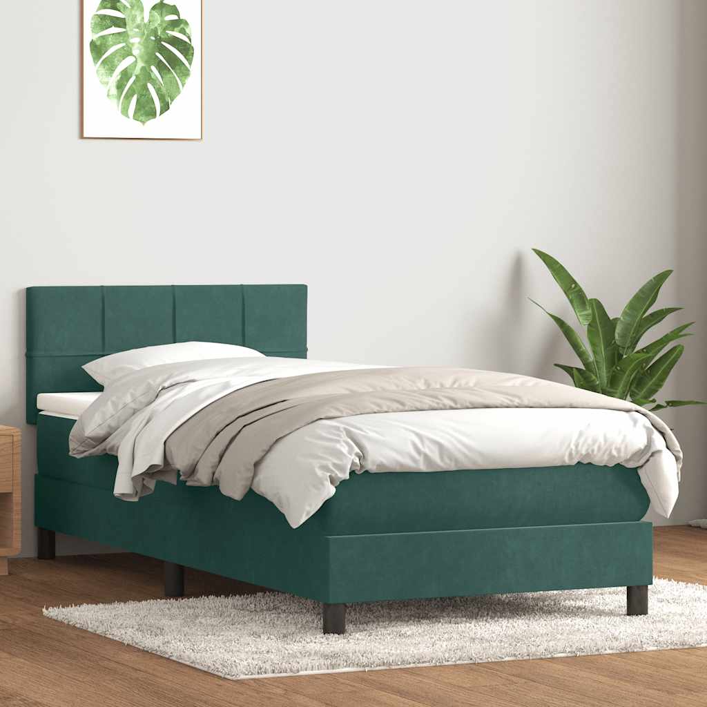 Sommier à lattes de lit et matelas vert foncé 90x210 cm velours