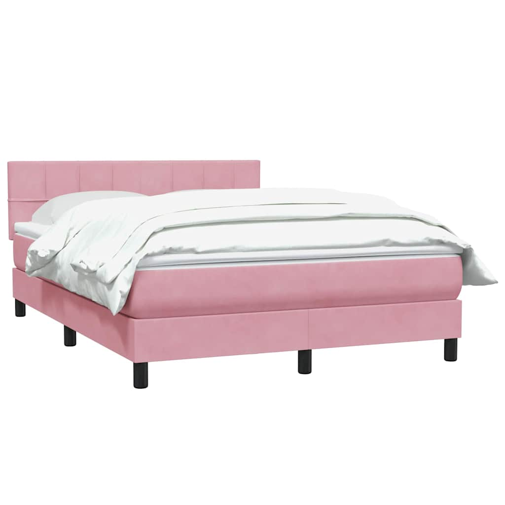 Sommier à lattes de lit avec matelas rose 140x210 cm velours