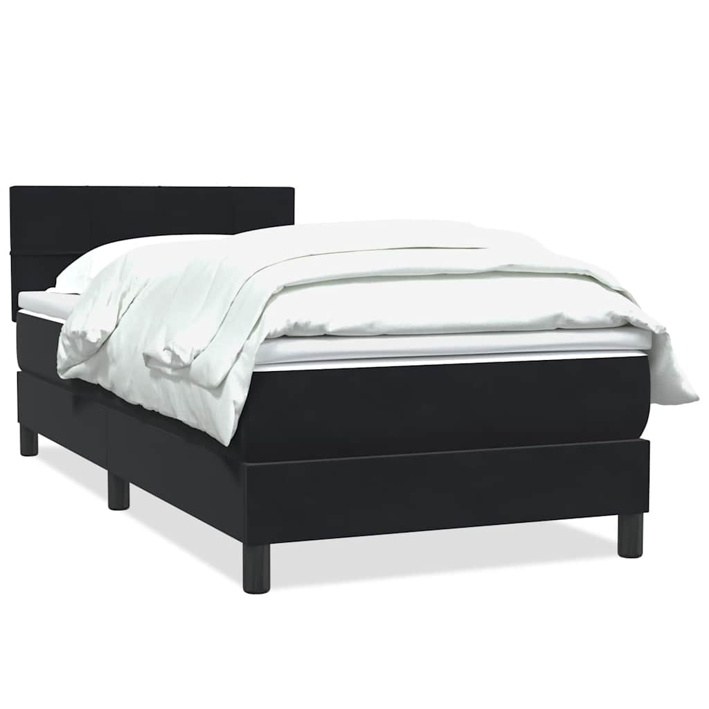 Sommier à lattes de lit avec matelas noir 90x220 cm velours