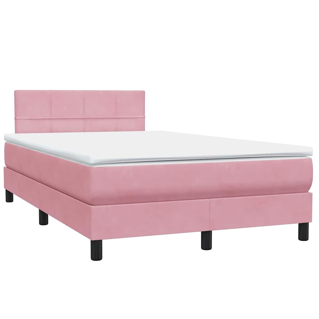 Slatted bed base with pink mattress 120x220 cm velvet