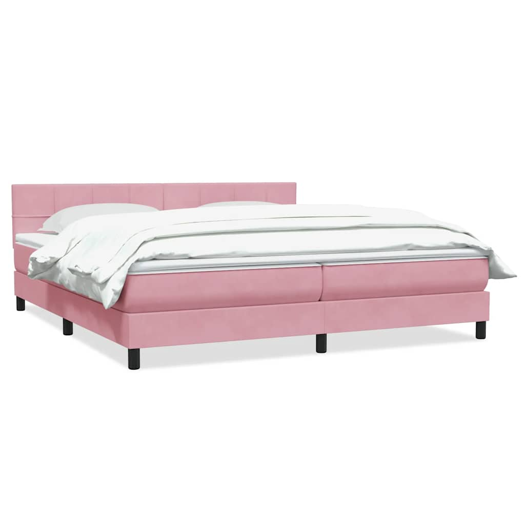 Sommier à lattes de lit avec matelas rose 180x220 cm velours