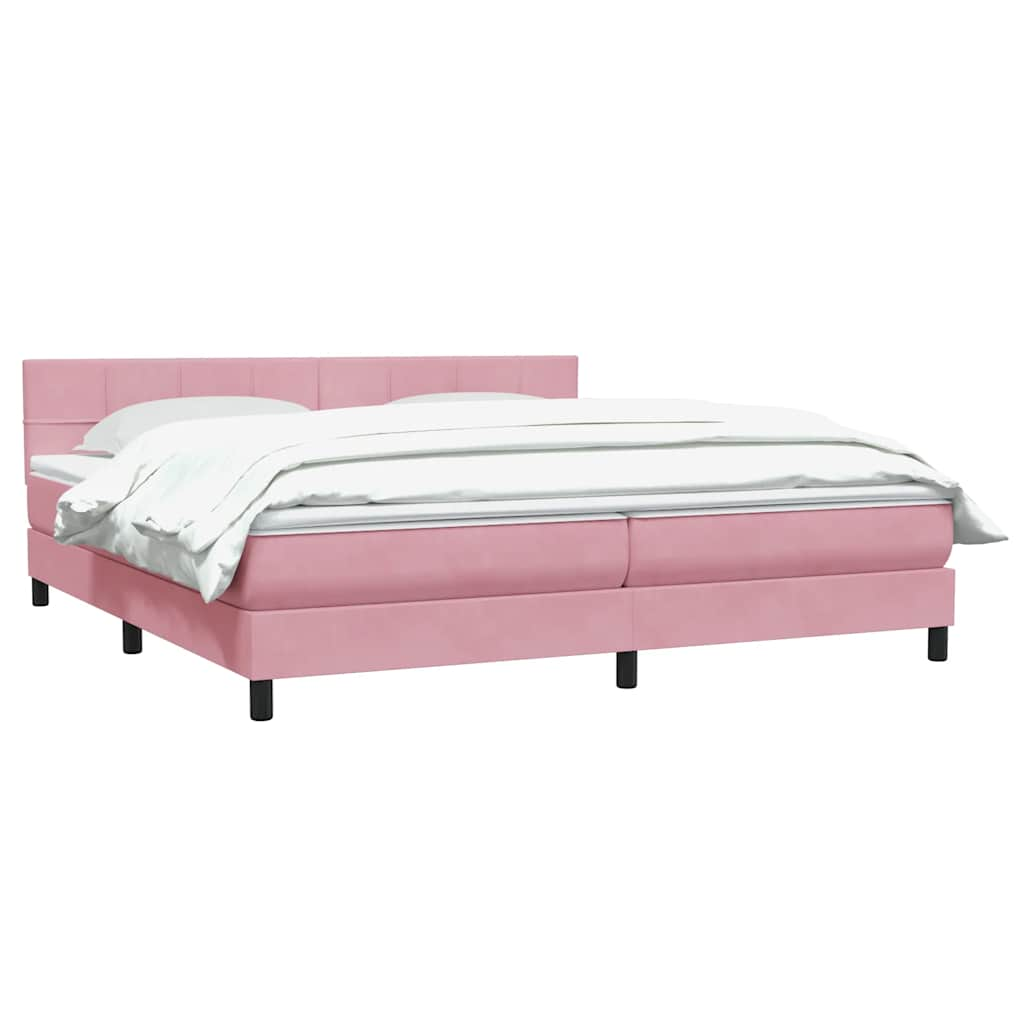 Sommier à lattes de lit avec matelas rose 180x220 cm velours