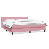 Sommier à lattes de lit avec matelas rose 200x220 cm velours