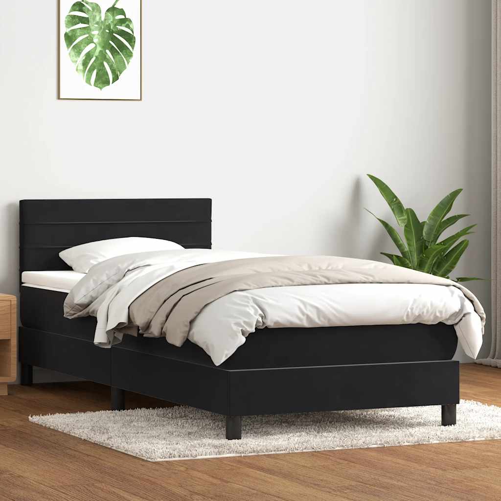 Sommier à lattes de lit avec matelas noir 80x210 cm velours