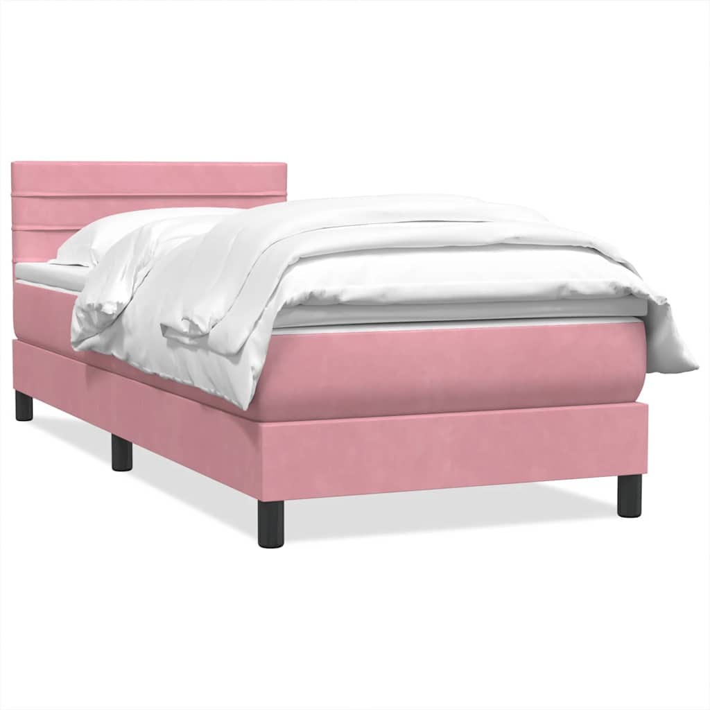 Sommier à lattes de lit avec matelas rose 80x210 cm velours