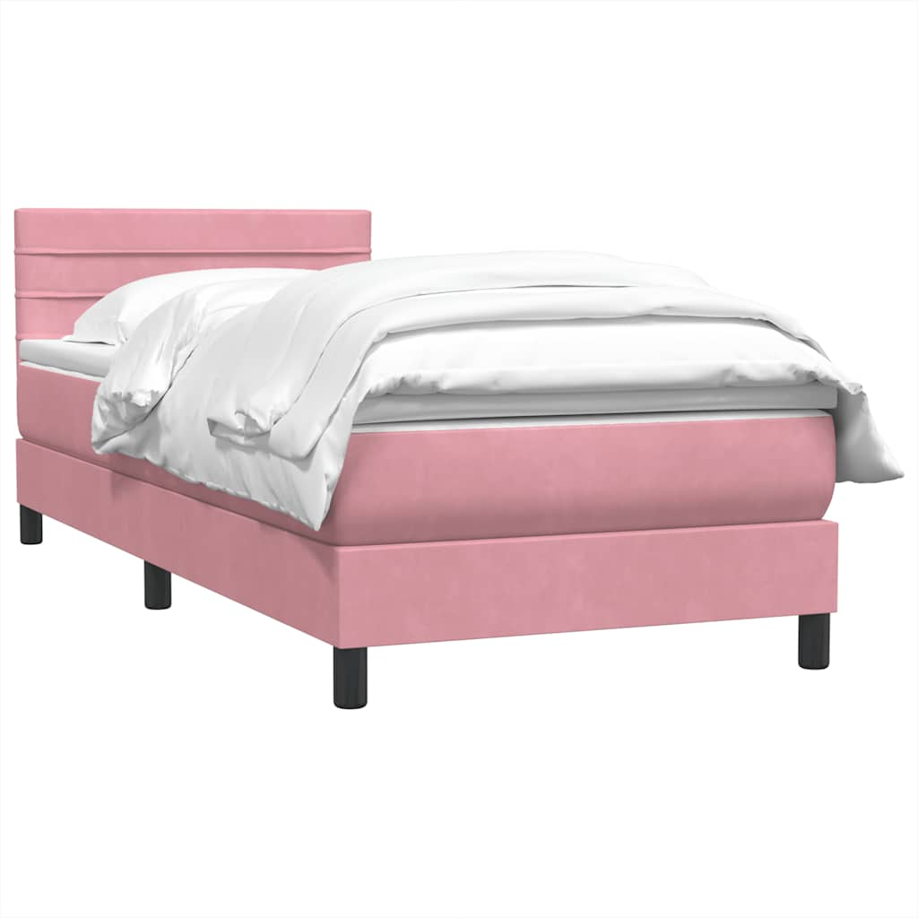 Sommier à lattes de lit avec matelas rose 80x210 cm velours