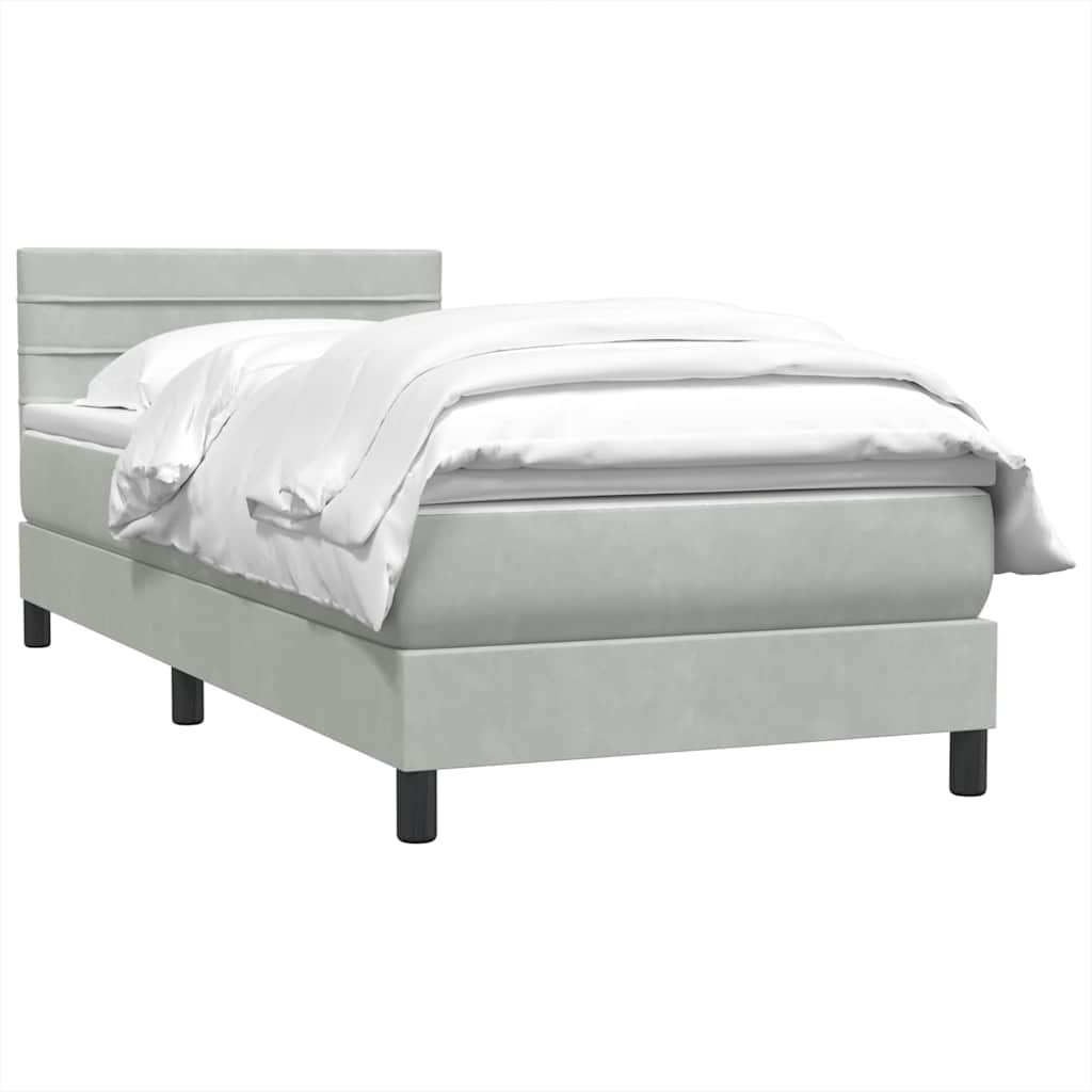 Sommier à lattes de lit et matelas gris clair 90x210 cm velours