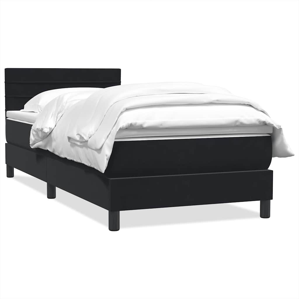 Sommier à lattes de lit avec matelas noir 90x210 cm velours