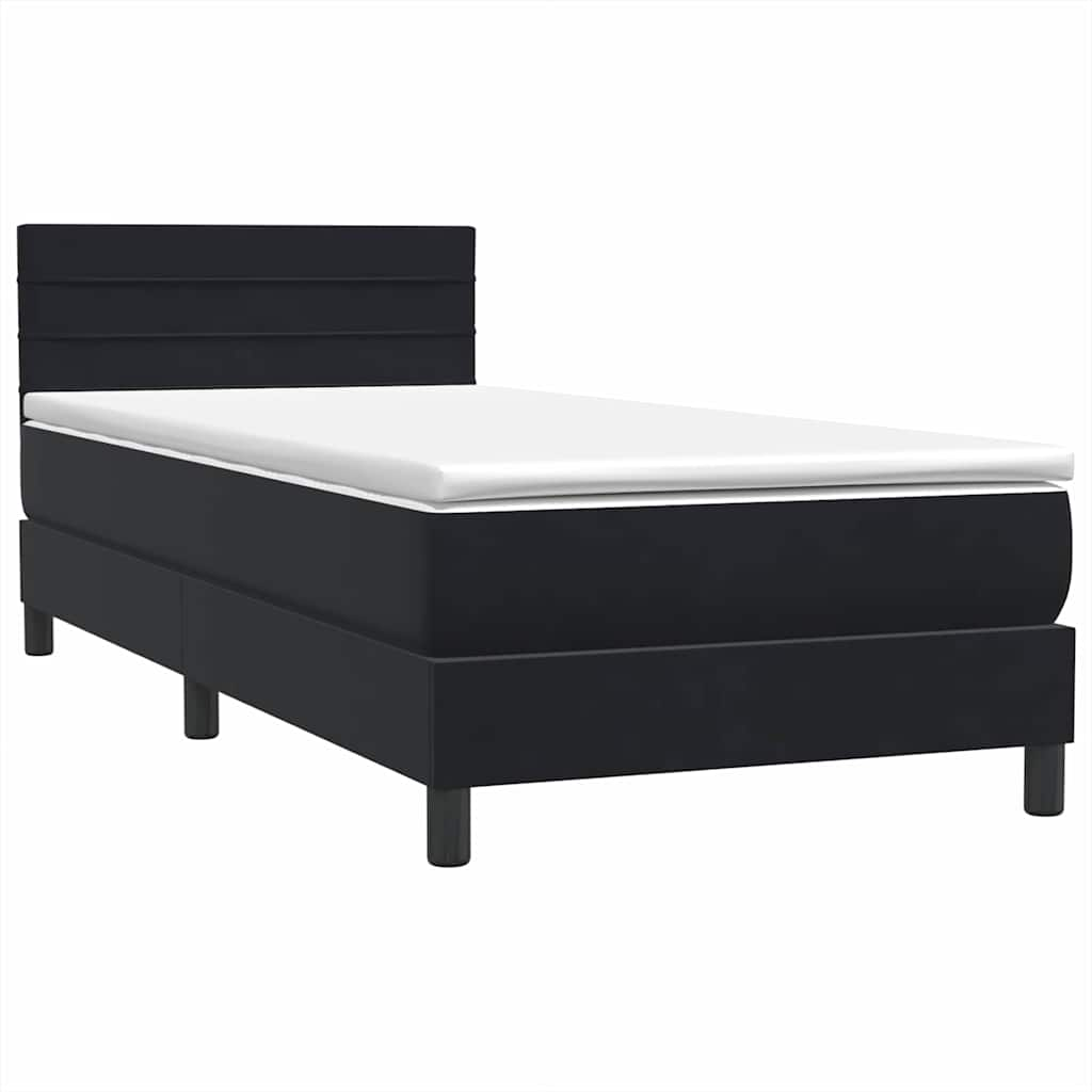 Sommier à lattes de lit avec matelas noir 90x210 cm velours