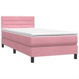 Sommier à lattes de lit avec matelas rose 100x210 cm velours