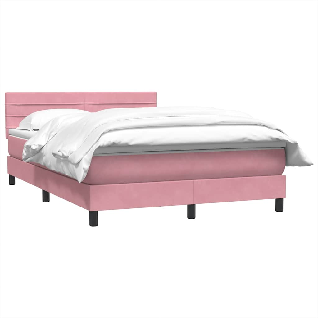 Sommier à lattes de lit avec matelas rose 140x210 cm velours